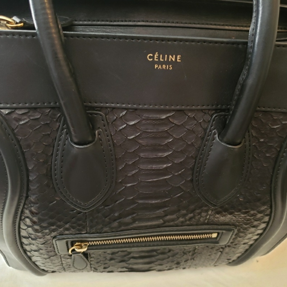 Celine Black Leather python with Structured Design - Picture 7 of 8